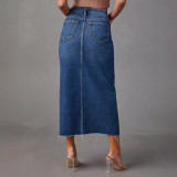 Slit Denim Long Skirt