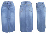 Slit Denim Long Skirt