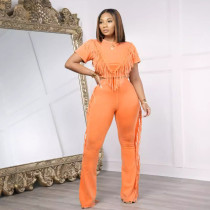 Comfortable and Casual Stretch Fringed Two-piece Set