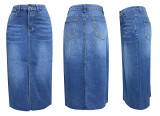 Slit Denim Long Skirt
