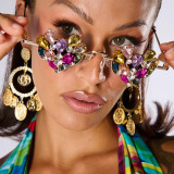 Love Color Glasses Frame Without Lenses High-end Rhinestone Frame Glasses