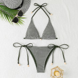 Solid Color Fishnet Sexy Hollow Two Piece Set