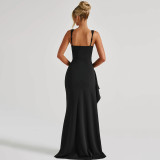 Backless High Slit Dress