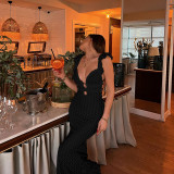 V-neck Knitted Backless Dress