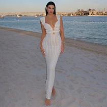 V-neck Knitted Backless Dress