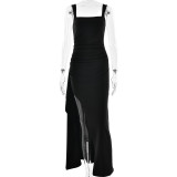 Backless High Slit Dress