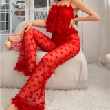 Mesh See-through Lace Home Pajamas Fun Set