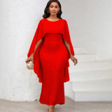Chiffon Cape Sequin Hip-hugging Long Skirt