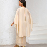Chiffon Cape Sequin Hip-hugging Long Skirt