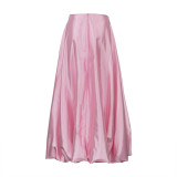 Pure Color Wild High Waist Puff Skirt