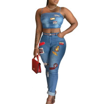 Cartoon Cloth Flipped Jeans Set