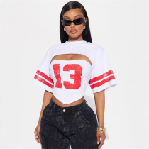 Casual Loose Printed Tube Top T -shirt