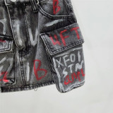 Hand -painted Graffiti Pocket Denim Skirt