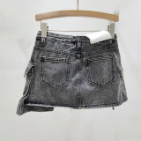 Hand -painted Graffiti Pocket Denim Skirt