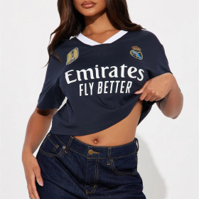 Casual Loose Printed V -neck T -shirt