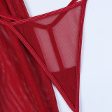 Sexy Underwear Nail Flower Lace Perspective Three -piece Suit