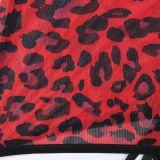 Leopard bun hip tight see -through suspender skirt
