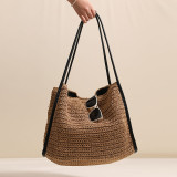 Solid color straw bag woven bag women's vacation beach bag