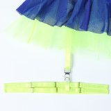 Mesh Perspective Puffy Skirt Contrasting Color Splicing Embroidery Suspender Three-piece Set