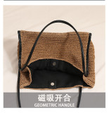 Solid color straw bag woven bag women's vacation beach bag