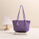 Tassel One-shoulder Solid Color Straw Bag Vacation Style Beach Bag