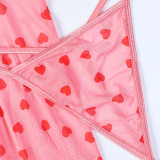 Pink Love Permeable Sexy Underwear Suit