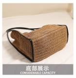 Solid color straw bag woven bag women's vacation beach bag