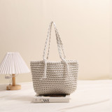 Tassel One-shoulder Solid Color Straw Bag Vacation Style Beach Bag