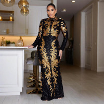 Sequenant Long -sleeved  Hip Tail Skirt Slim Long Skirt