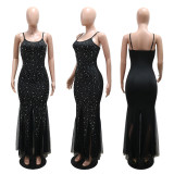 Hot Diamond Back Suspender Waist Fishtail Dress