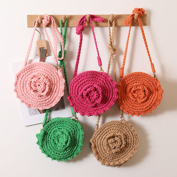 Hand-crocheted Round Crossbody Cotton Thread Braided Bag