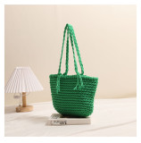 Tassel One-shoulder Solid Color Straw Bag Vacation Style Beach Bag