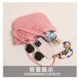 Tassel One-shoulder Solid Color Straw Bag Vacation Style Beach Bag