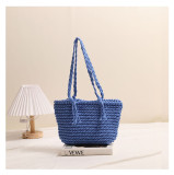 Tassel One-shoulder Solid Color Straw Bag Vacation Style Beach Bag