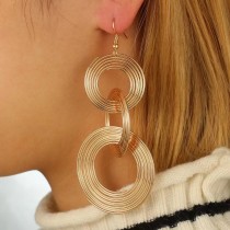 Metal Vintage Large Circle Long Earrings