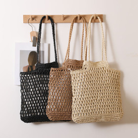 One-shoulder Hollow Straw Woven Bag Vacation Style Beach Bag