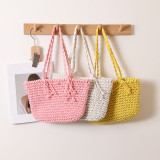 Tassel One-shoulder Solid Color Straw Bag Vacation Style Beach Bag