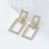 Diamond-inlaid Geometric Pendant Earrings