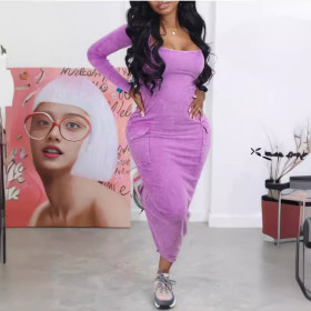 Women's Skirt with Big Pocket Rear Slit Hips