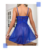 Mesh Perspective Lace Embroidered Suspender Pajamas