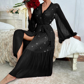 V-neck Evening Dress Pajamas
