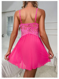Mesh Perspective Lace Embroidered Suspender Pajamas