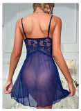 Mesh Perspective Lace Embroidered Suspender Pajamas