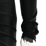 Long Sleeves Deep V-neck Hip-covered Skirt