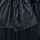 Slim-fit A-line Skirt with Strapless Shiny Silk Bow