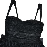 Slim-fit A-line Skirt with Strapless Shiny Silk Bow