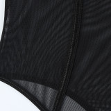 Chain Suspender Thin Lace Perspective V -neck Jacket Stockings Two -piece Set