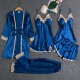 Silk Sexy Suspender Golden Flower Five-piece Pajamas