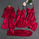 Ice Silk Sexy Long-sleeved Five-piece Bathrobe