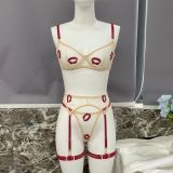 Mesh Transparent Heavy Industry Embroidered Lips Set